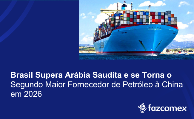 Brasil supera Arábia Saudita e se torna o segundo maior fornecedor de petróleo à China em 2026. Saiba mais
